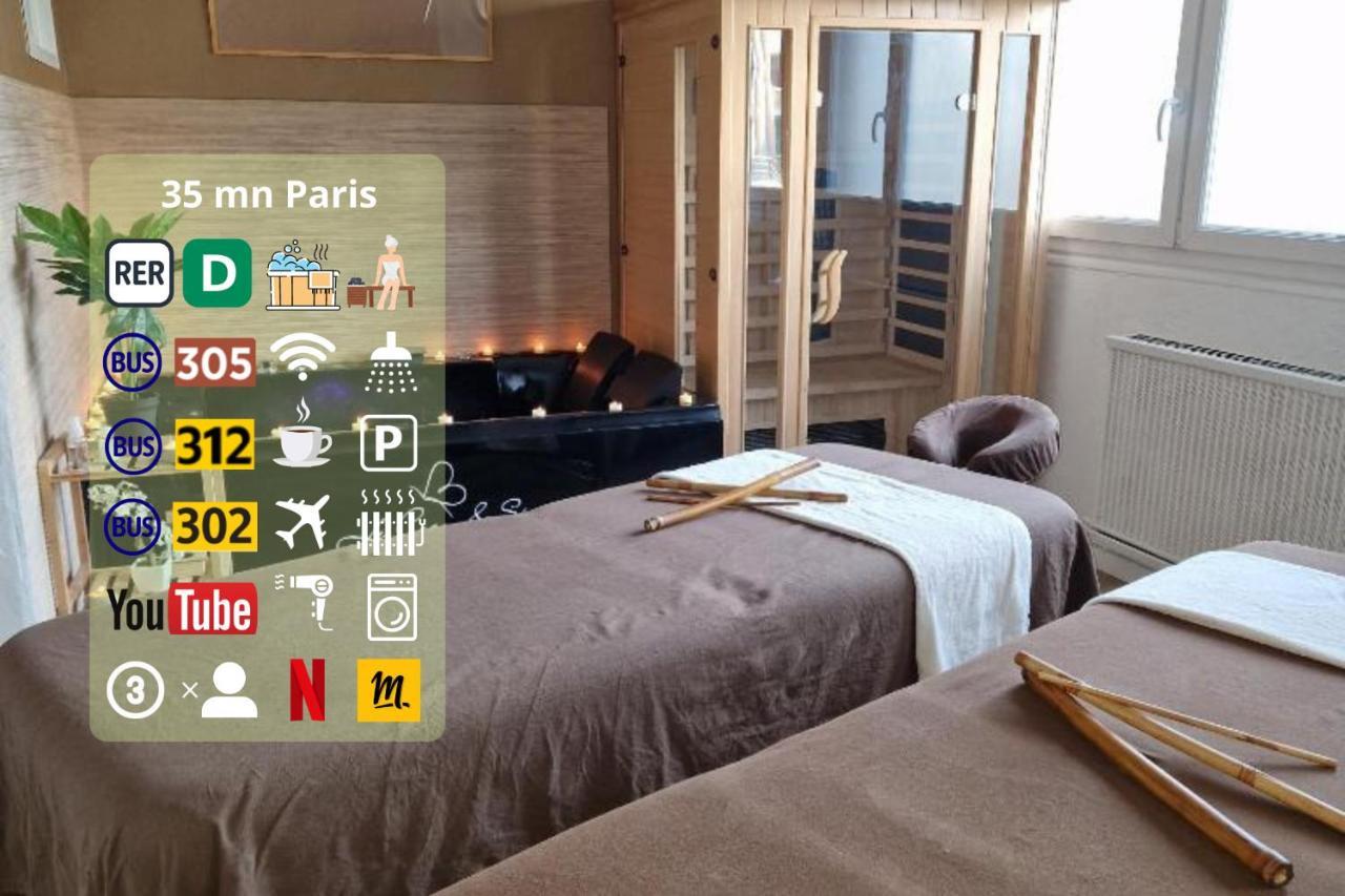 Derniere Reservations Avant Indisponibilite En Septembre Pour 12 Mois, Illimites Jacuzzi Spa Bain A Remous Interieur, Sauna Interieur, Parking Reserve, Vue Et Acces Parc, Prestations Uniques, 1Er Etage Corbeil-Essonnes Exterior photo